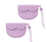 WINDSIUUU Silicone Retainer Case with Lanyard, 2Pack Portable Cute Travel Retainer Holder Braces Aligner Case with Vent Holes for Girls Women Kids Travel Denture Night Guard Container (Purple)