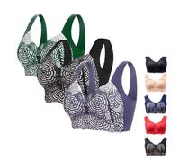 Windsky Shapechic UK Bra, Wireless Push Up Comfort Bra with Posture Support, Seamless Back Smoothing Bra for All Day Wear (UK, Alpha, M, Regular, Regular, Translucent Black + Blue + Green Skin Tone)