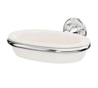 Windsor 1930 Traditional Polished and White Ceramic Wall Mounted Soap Dish | Chrome | Brass | 160mm x 65mm x 170mm
