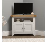 Windsor 2 Door Corner TV Unit Ivory Oak Wooden Living Room Media Furniture