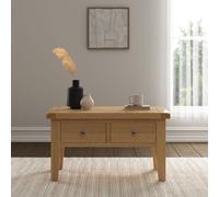 Seconique Windsor Natural Oak Coffee Table With Drawers Fully Assembled
