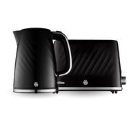 Swan Windsor Kitchen Set, 1.7L Fast Boil Kettle & 4 Slice Toaster, Black, SK14611BLK & ST14071BLK