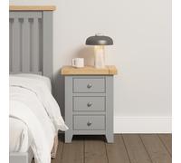 Seconique Windsor 3 Drawer Bedside Pebble Grey With Oak Top Fully Assembled
