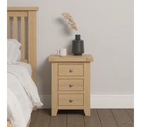 Seconique Windsor 3 Drawer Bedside Real Natural Oak Fully Assembled