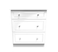 Welcome Furniture Ready Assembled Berryfield 3 Drawer Deep Chest - White Gloss, White