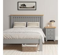 Seconique Windsor 4'6" Double Bed Frame Pebble Grey With Oak Trim Part Assembled