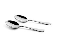 Windsor Carded Grunwerg Set of 2 Serving Spoons, Stainless Steel, Mirror Polished, 23.5 x 5.5 x 4 cm