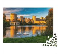 Windsor Castle Adult Jigsaws 1000 Piece Recyclable Material River Thames Swan Puzzle for Adults Puzzle Game Props Interesting Family Game Gift for Women 38x26cm/1000pcs