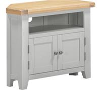 Windsor Corner TV Unit Grey with Oak Top Fully Assembled Solid Wood