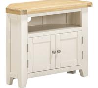 Windsor Corner TV Unit Ivory with Oak Top Fully Assembled Solid Wood