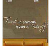 Windsor Designers Wall Sticker - Time is Precious waste it Wisely… Wallart -SMALL -SIZE 60cm x 20cm -White