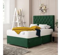 Windsor Divan Bed With 2 drawers, Mattress & 26" Headboard - Plush Velvet Bed Choices Emerald Super King