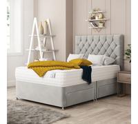 Windsor Divan Bed With 2 drawers, Mattress & 26" Headboard - Plush Velvet Bed Choices Silver King