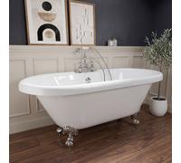Windsor Double Ended Freestanding Roll Top Bath with Chrome Claw Feet | White | Acrylic | 1695mm x 755mm