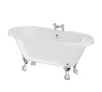 Windsor Double Ended Freestanding Roll Top Bath with Chrome Tiger Feet | White | Acrylic | 1695mm x 755mm
