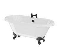 Windsor Double Ended Freestanding Roll Top Bath with Matt Black Claw Feet | White | Acrylic | 1695mm x 755mm