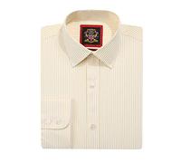 Windsor Fine Stripe Formal Mens Dress Shirts, Regular Fit, Stripe Pattern, Traditional Tailoring, Easy Care Fabric by Janeo British Apparel. (New Lemon, 17.5 in, Single Cuff)