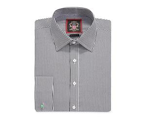 Windsor Fine Stripe Formal Mens Dress Shirts, Regular Fit, Stripe Pattern, Traditional Tailoring, Easy Care Fabric by Janeo British Apparel. (Grey, 22.0 in, Double Cuff)