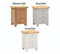 Seconique Windsor 3 Drawer Bedside Real Natural Oak Fully Assembled