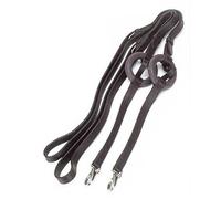 Windsor Leather Side Reins With Rubber Ring Insert - One Size - Adjustable Horse Training Reins (Black)