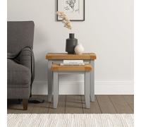 Windsor Nest of 2 Tables Pebble Grey/Oak Assembled