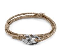 Windsor Silver and Rope Bracelet ANCHOR & CREW Light Brown One Size