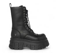 Windsor Smith Windsorsmith Womens Black Mid-Calf Biker Leather Platform Combat Boots - Screaming - Size UK 7