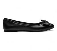 Windsor Smith Womens Black Leather Flat Shoes with Bow - Bunny