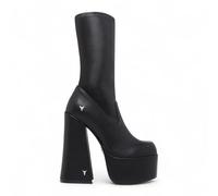 Windsor Smith Womens Black Mid-Calf Sock Platform Goth Heel Boots
