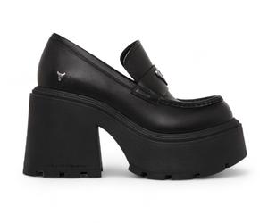 Windsor Smith Womens Black Platform Shoes Leather Loafers - Spolied
