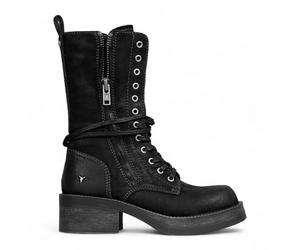 Windsor Smith Womens Black Suede Combat Boots Mid-Calf Lace-Up Biker Shoes