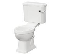 Windsor Traditional Comfort Height Close Coupled Toilet Pan with Cistern | White | Ceramic/Chrome Plated | 474mm x 835mm x 692mm