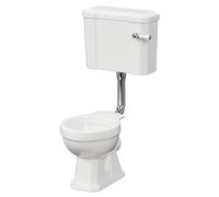 Windsor Traditional High and Low Level Toilet Pan with Cistern and Low Level Flush Pipe Kit | White | Ceramic/Chrome Plated | 474mm x 780mm x 495mm
