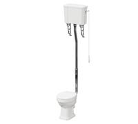 Windsor Traditional Toilet Pan and High Level Cistern with Soft Close Toilet Seat | White | Ceramic | 510mm x 2180mm