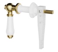 Windsor White Ceramic and Brushed Brass Traditional Cistern Flush Lever | White/Brushed Brass | 99mm x 32mm x 165mm