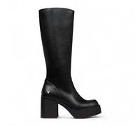 Windsorsmith Womens Black Faux Leather Knee-High Platform Heel Boots - Niche - Black - UK 8 | EU 41 | US 10
