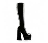 Windsorsmith Womens Black Knee-High Sock Platform Goth Heel Boots - Saucy - Black - UK 4 | EU 37 | US 6