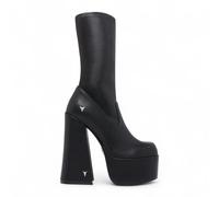 Windsor Smith Womens Black Mid-Calf Sock Platform Goth Heel Boots