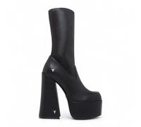 Windsorsmith Womens Saviour Black Stretch Mid-Calf Sock Platform Goth Heel Boots