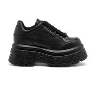 Windsorsmuth Swerve - Women's Chunky Lace Up Leather Sneakers - UK 3 - Black