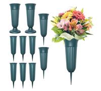 Windspeed 10P Grave Flower Holder, 4P Large Cemetery Vases for Grave with Base, 6P Memorial Floral Vases with Spikes for Ground Lawn