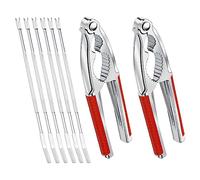 Windspeed 2+6PCS Nut Crackers and Picks, Heavy Duty Nut Cracker for All Walnut with Non-Slip Handle, 2PCS Pecan Cracking Tool / 6PCS Forks (Red)