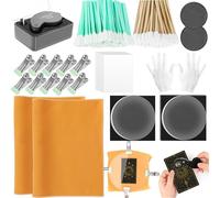 Windspeed 221P Card Cleaning Kit for Sports Trading Card Grading Kit for Grading Polish Include 2 Pcs 6 Inches Clear Acrylic Rounds 10 Plastic Clamps 2 Shammy Towel and Other Accessories