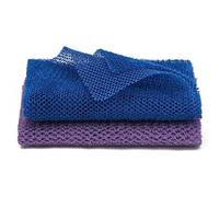 Windspeed 2Pcs African Body Exfoliating Net Long, Deep Cleaning African Net Bathing Sponge, Mesh Back Scrubber Skin Smoother for Women Men Shower/Stocking Stuffer(80x30cm) (Blue+Purple)