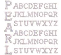 Windspeed 52PCS Pearl Iron On Letters, Self Adhesive Rhinestone Letters Patches A-Z English Pearl Iron Patches Alphabet Glitter Applique for Craft (Colorful)