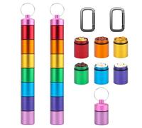 Windspeed 7-Day Pill Case Key-Chain, 2 Pack Rainbow Pill Organizer Small Medicine Box, Waterproof Metal Medicine Container Weekly Organizer Tablet Holder for Travel (Rainbow)