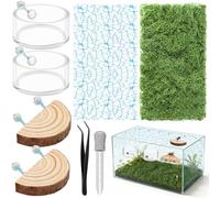 Windspeed 8Pcs Jumping Spider Enclosure Stuff Kit with 2 Jumping Spider Enclosure Ledges 2 Tarantula Feeding Dish 1.8 Ounce Fake Moss 1 Dropper 1 Clamp