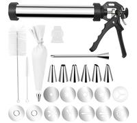 Windspeed Churro Maker Kit, Long Churro Maker Machine with Piping Bag/ 7P Nozzle/Converter/ 2 Brushes/ 11 Flower Pieces for Home Basking