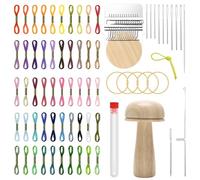 Windspeed Darning Mushroom for Socks Darner Kit Include 14 Hooks Small WeavingLoom 9 Large Eye Needles 50 Colors Thread for DIY Handicraft Home Sewing Care