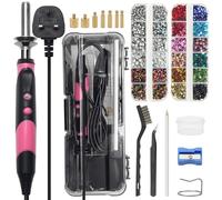 Windspeed Upgrade Hotfix Rhinestone Applicator Tool, Rapid-Heating Hot Fix Setter for Bedazzler Kit Hotfix Applicator for Crafts, 15 Color Rhinestones/ 7 Tips/Tweezers/Pencil/Brush (Pink)